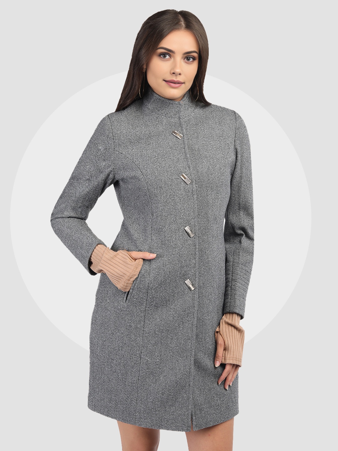 

The Roadster Lifestyle Co Women Single Breasted Winter Wear Coat, Grey