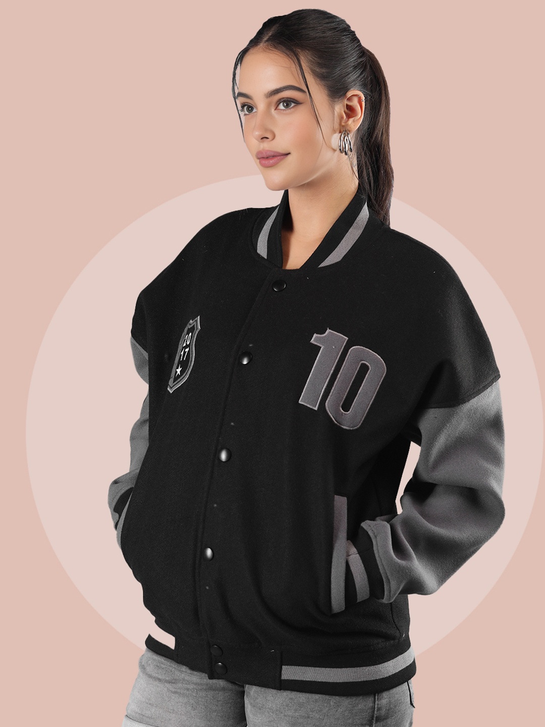 

The Roadster Lifestyle Co Oversized Jackets with Ribbed Cuffs, Black