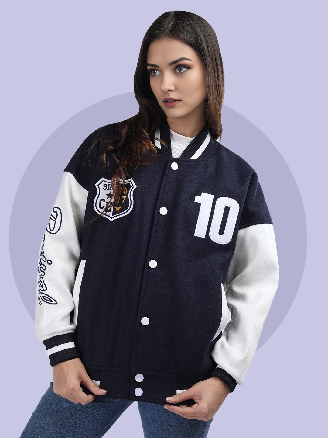 

The Roadster Lifestyle Co Oversized Jackets with Ribbed Cuffs, Navy blue