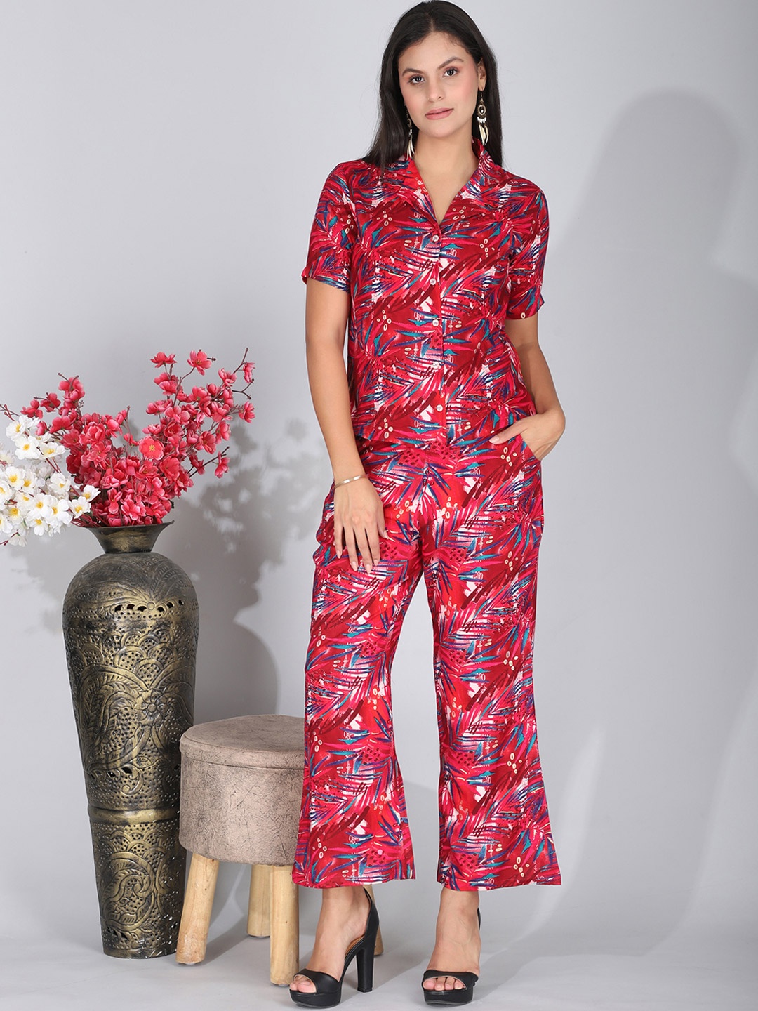 

FIMS Printed Short Sleeve Shirt & Trouser, Red