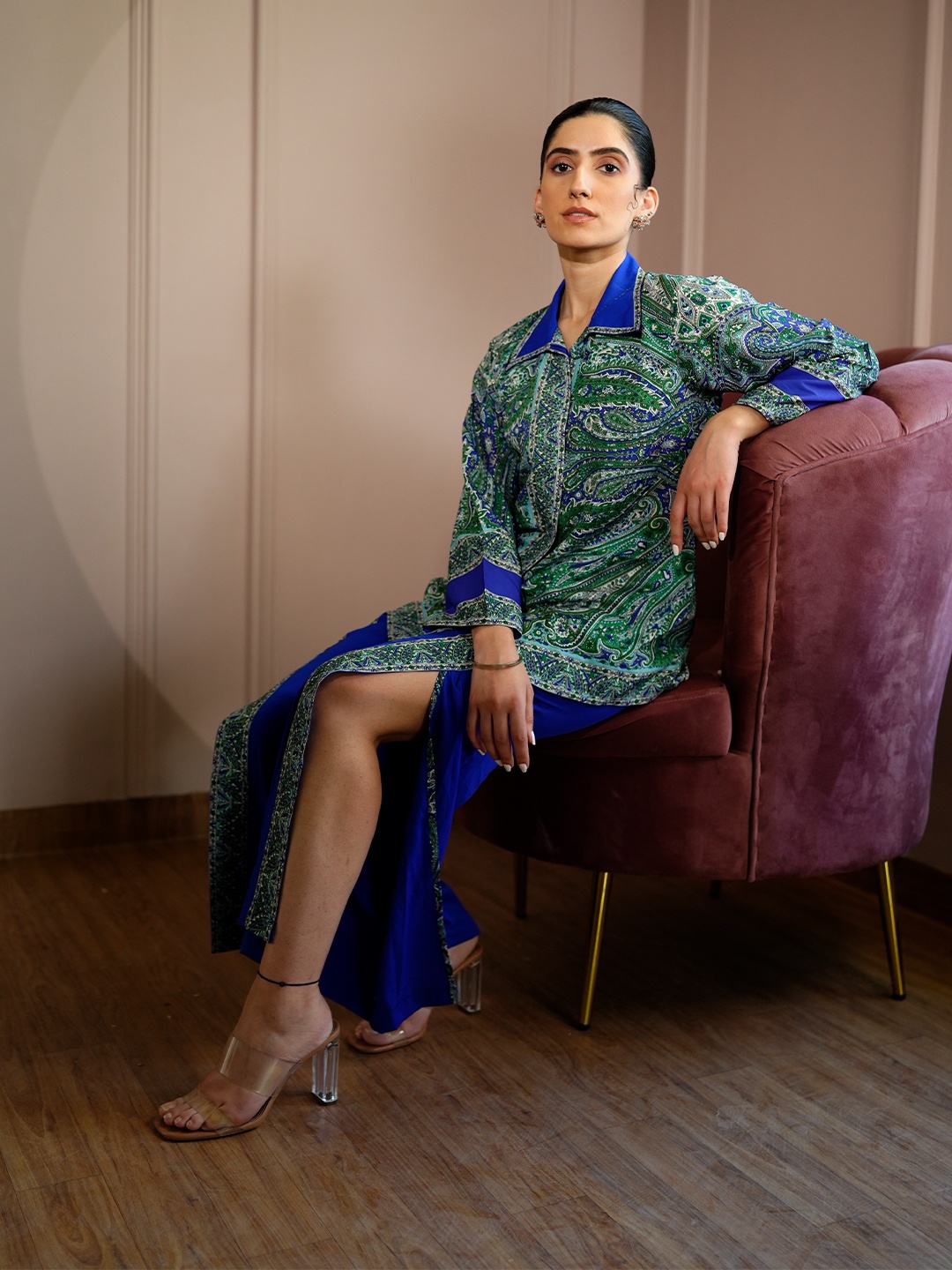 

MQ Marquino Ethinic Motifs Printed Shirt With Trousers, Blue
