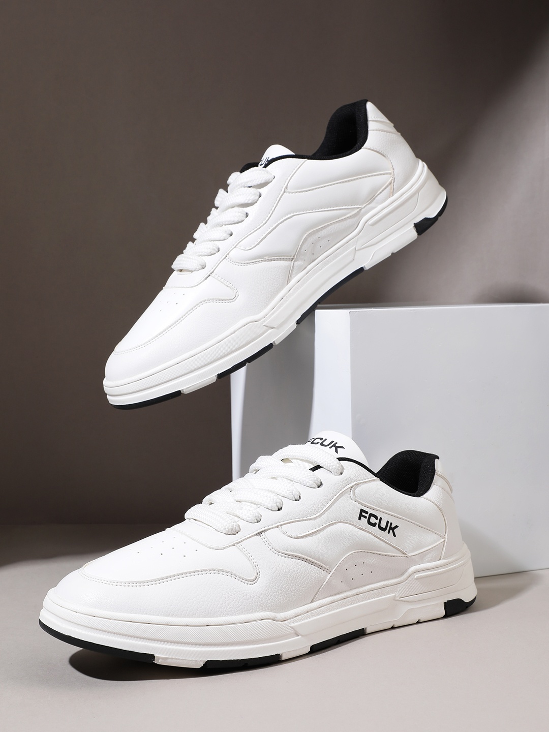 

FCUK Men Everyday Sneakers With Perforated Detail, White
