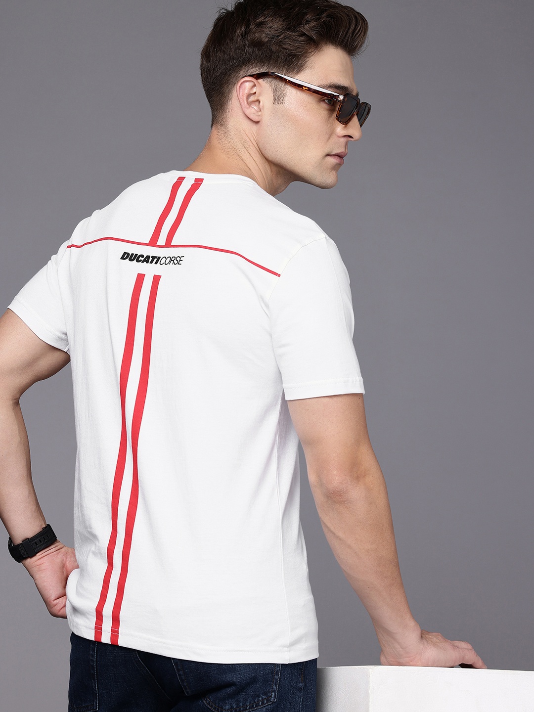 

Ducati Brand Logo Printed Pure Cotton T-shirt, White