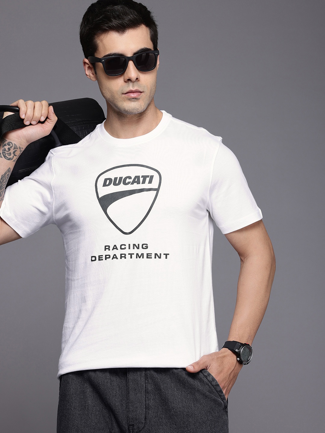 

Ducati Pure Cotton Brand Logo Printed T-shirt, White