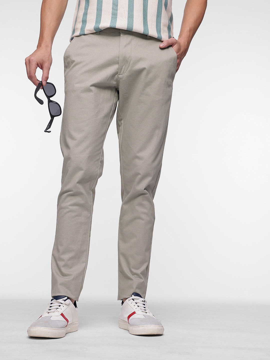 

French Connection Men Slim Fit Chino Trousers, Grey