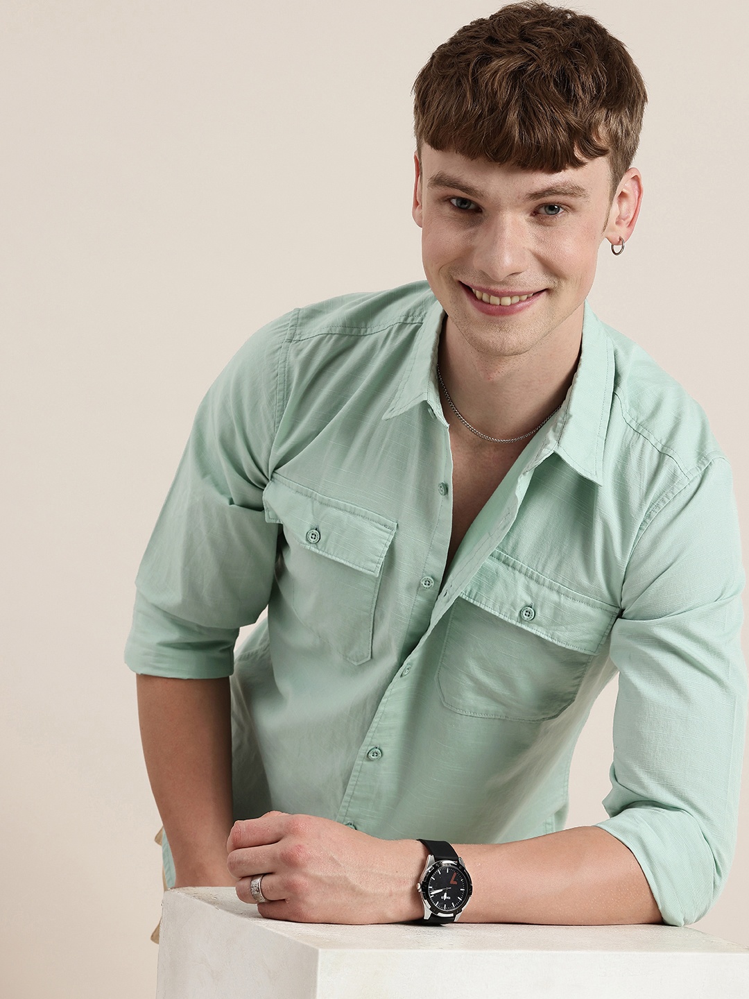 

HERE&NOW Pure Cotton Casual Shirt, Blue
