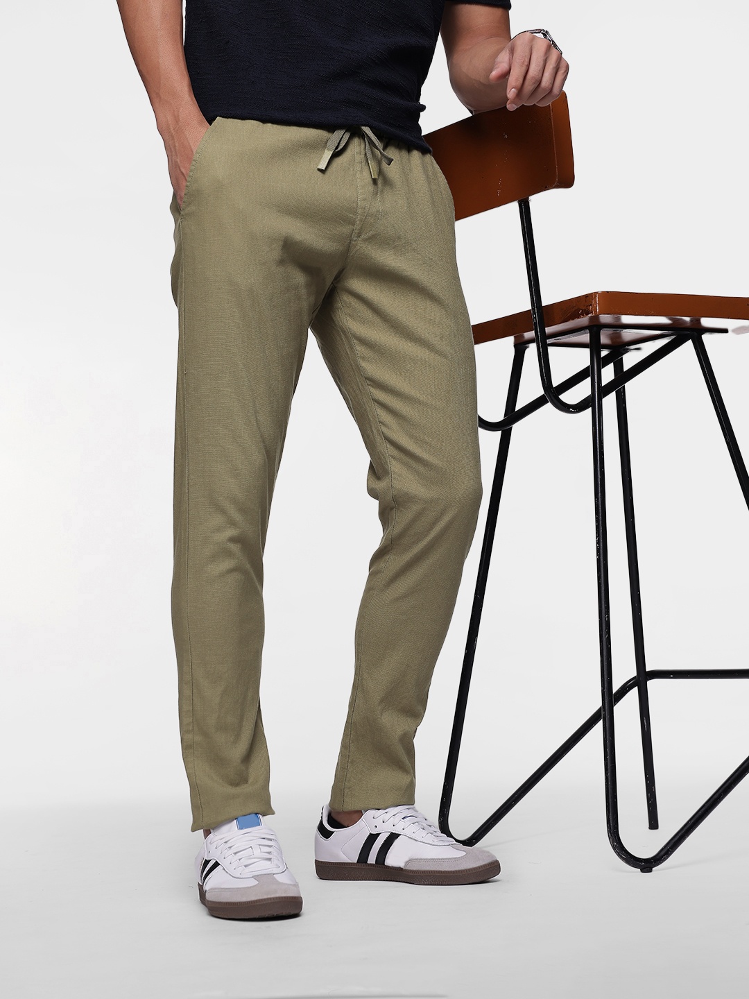 

French Connection Men Slim Fit Trousers, Olive