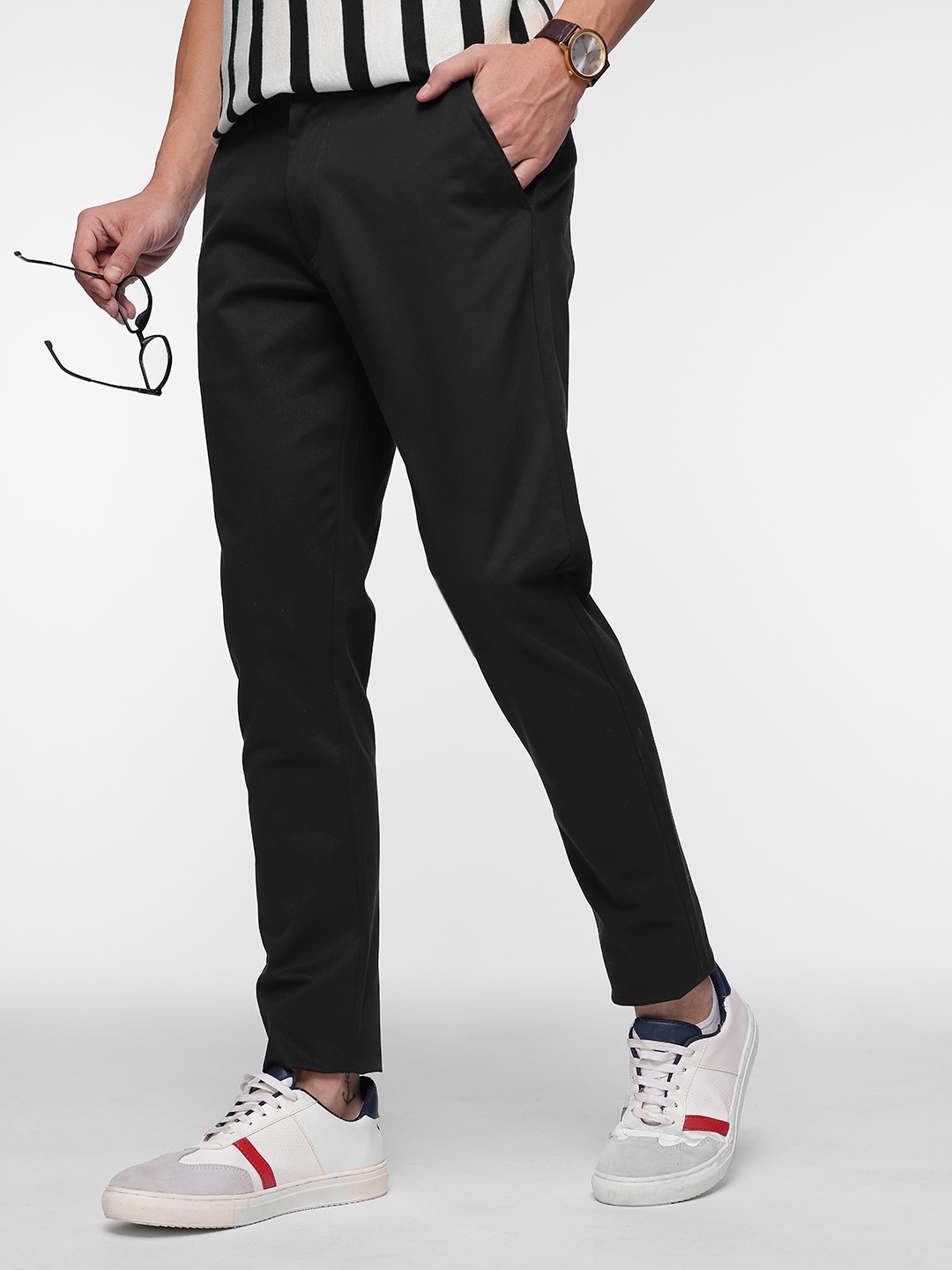 

French Connection Men Slim Fit Chinos Trousers, Black