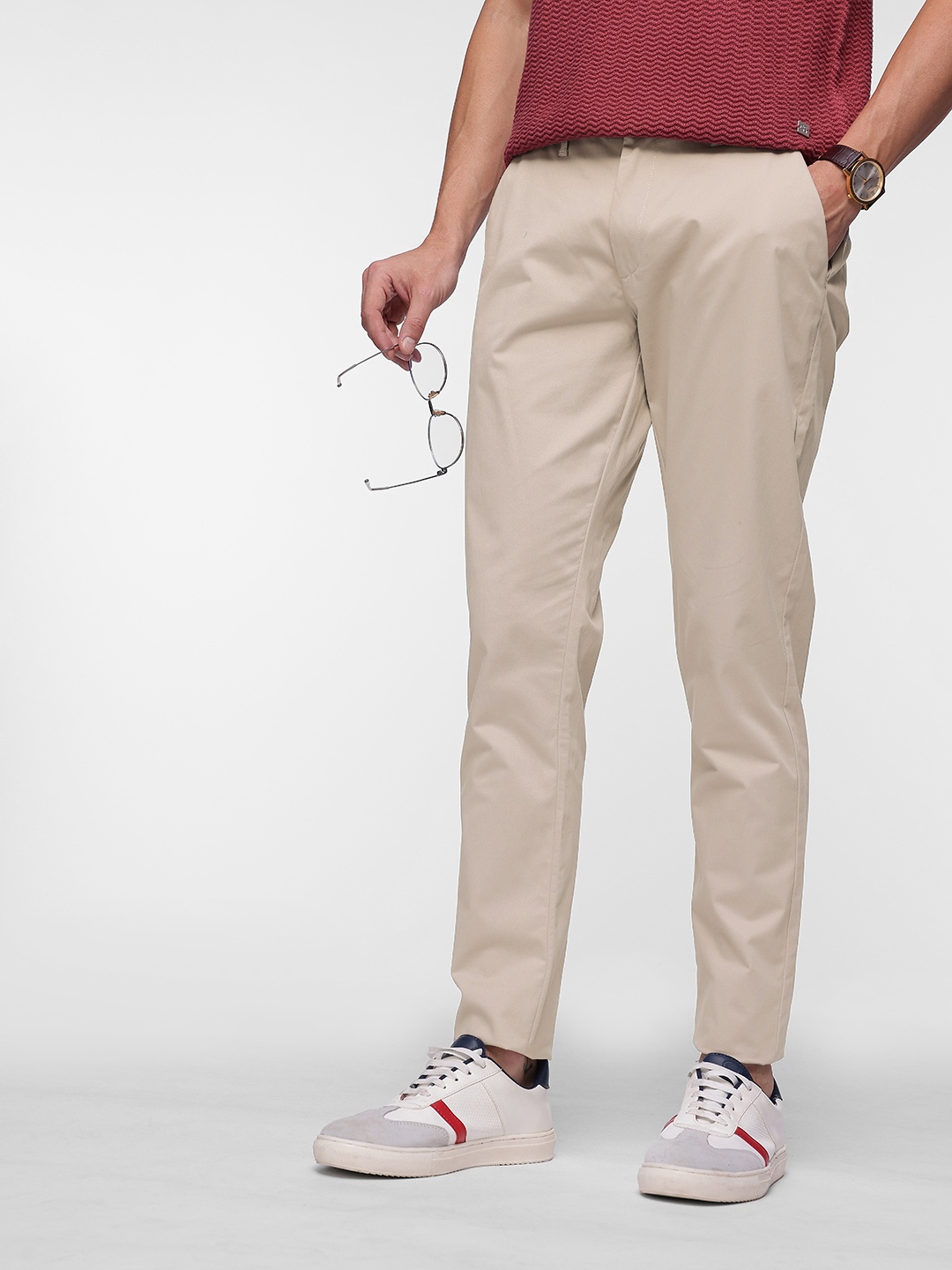 

French Connection Men Slim Fit Chinos Trousers, Beige