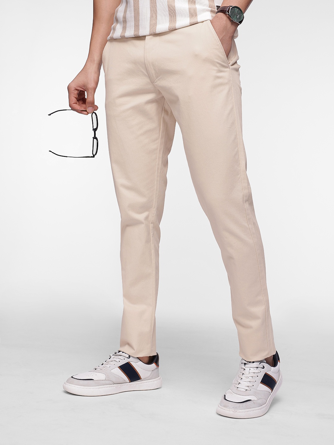 

French Connection Men Slim Fit Chinos Trousers, Beige