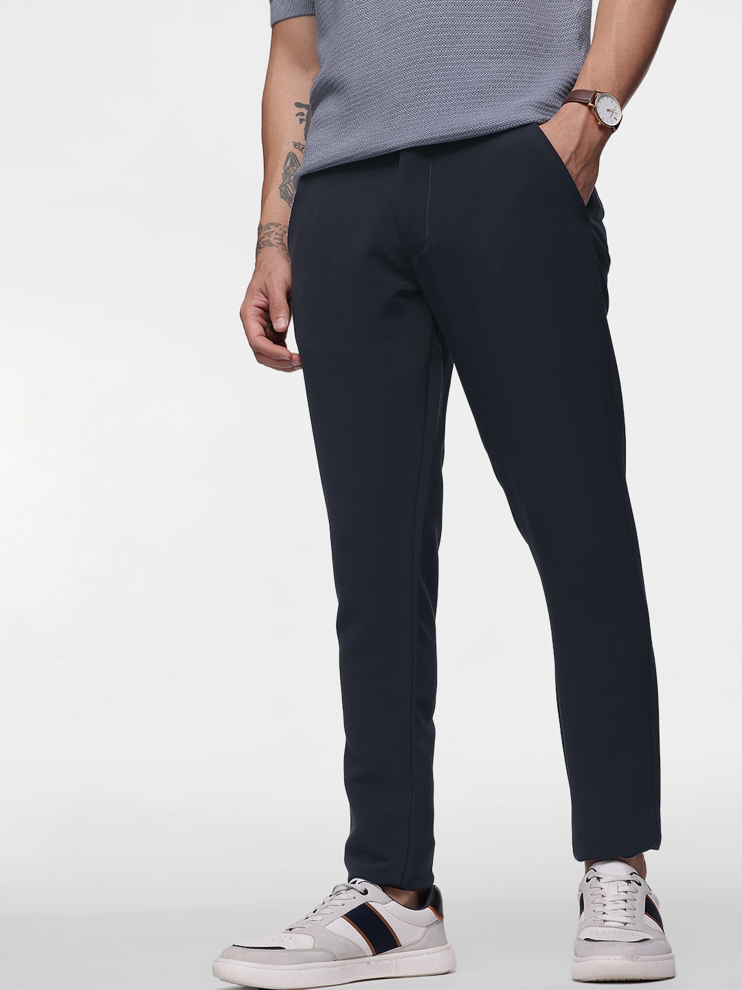 

French Connection Men Slim Fit Trousers, Navy blue