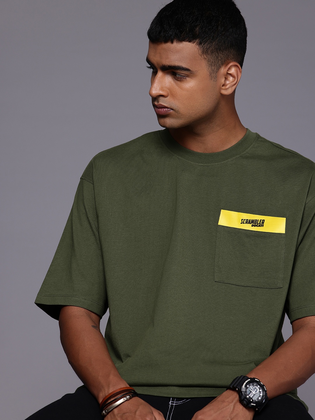 

Ducati Pure Cotton Relaxed Fit Pocket T-shirt, Olive