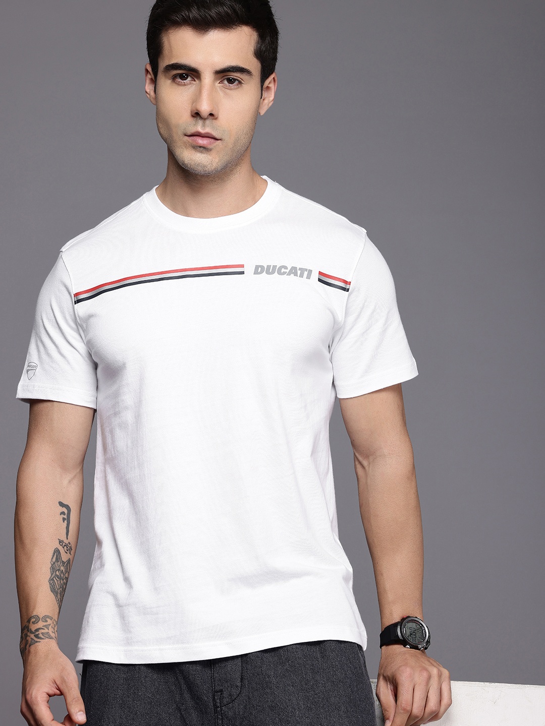 

Ducati Pure Cotton Striped T-shirt, White