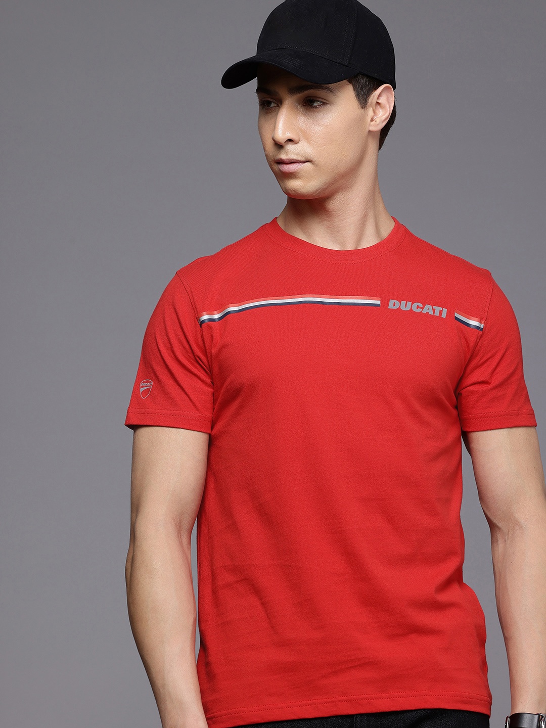 

Ducati Brand Logo Printed Pure Cotton T-shirt, Red