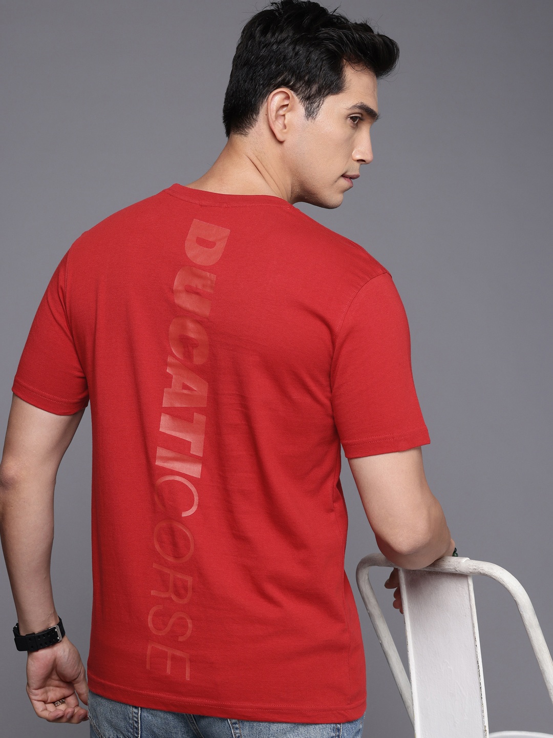 

Ducati Brand Logo Printed Pure Cotton T-shirt, Red