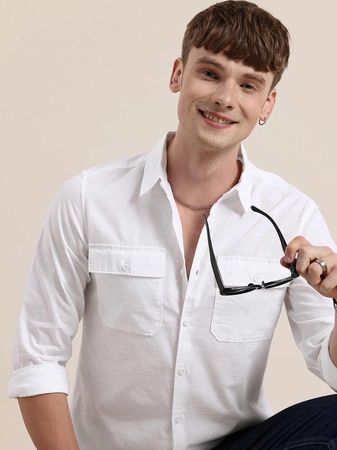 

HERE&NOW Pure Cotton Casual Shirt, White
