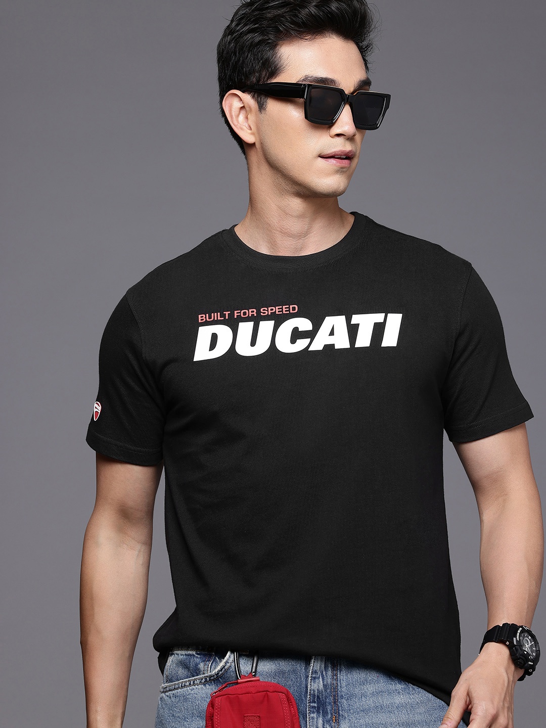 

Ducati Brand Logo Printed Pure Cotton T-shirt, Black