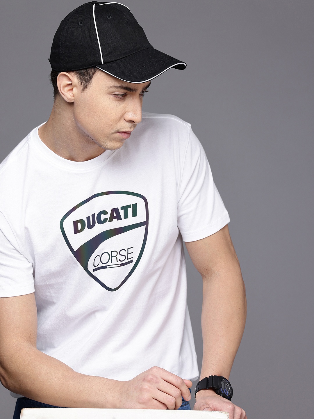 

Ducati Pure Cotton Brand Logo Printed T-shirt, White