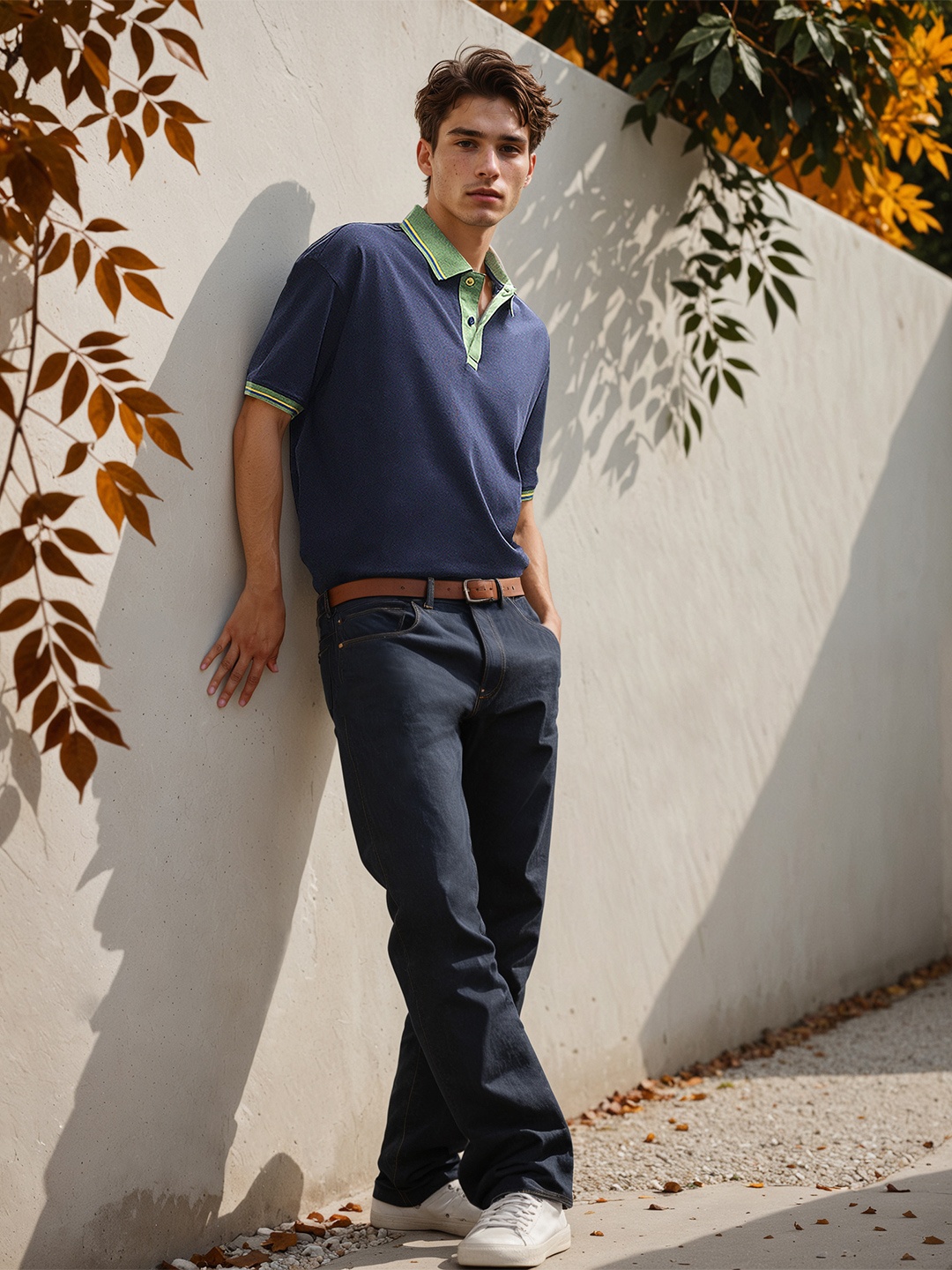 H&M Short Sleeve Polo T-Shirt, Navy blue