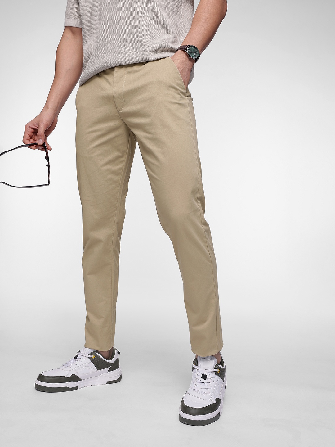 

French Connection Men Slim Fit Chinos Trousers, Beige