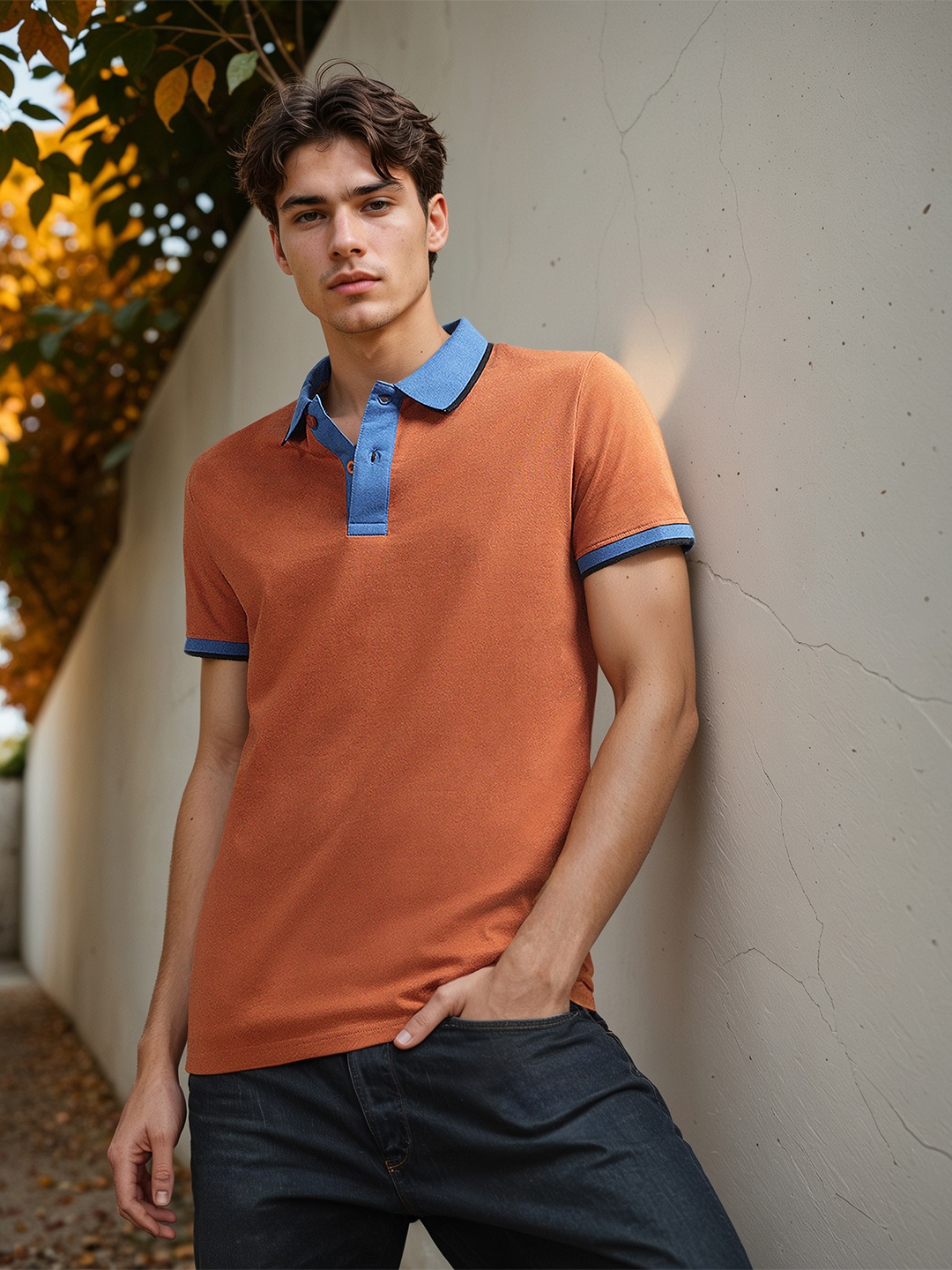 

H&M Short Sleeve Polo T-Shirt, Brown