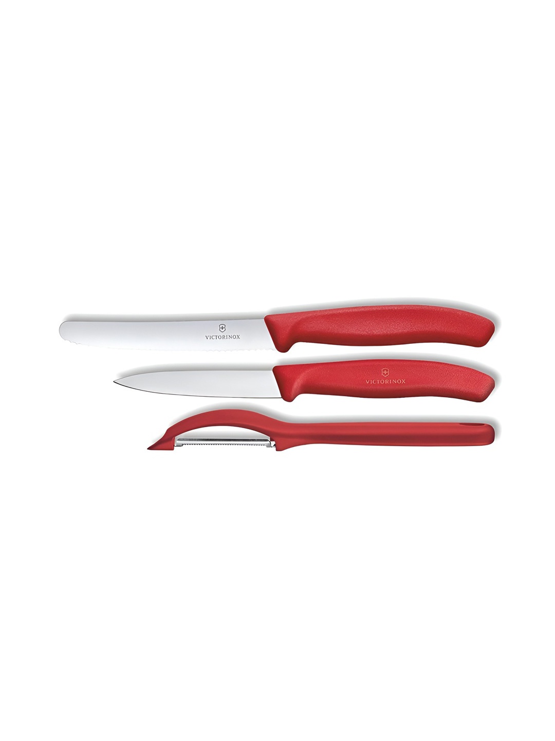 

Victorinox Set of 3 Red Swiss Paring Knives & Peeler