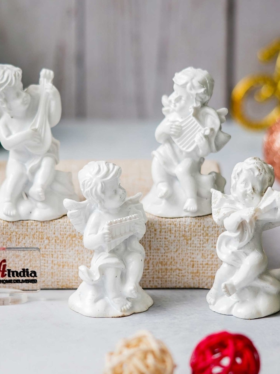 

eCraftIndia White 4 Pieces Little Angel Idol Showpiece