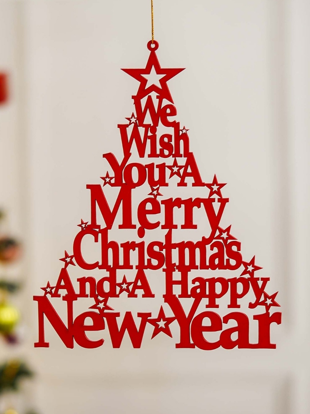 

eCraftIndia Red Wooden Hanging Festive Decor