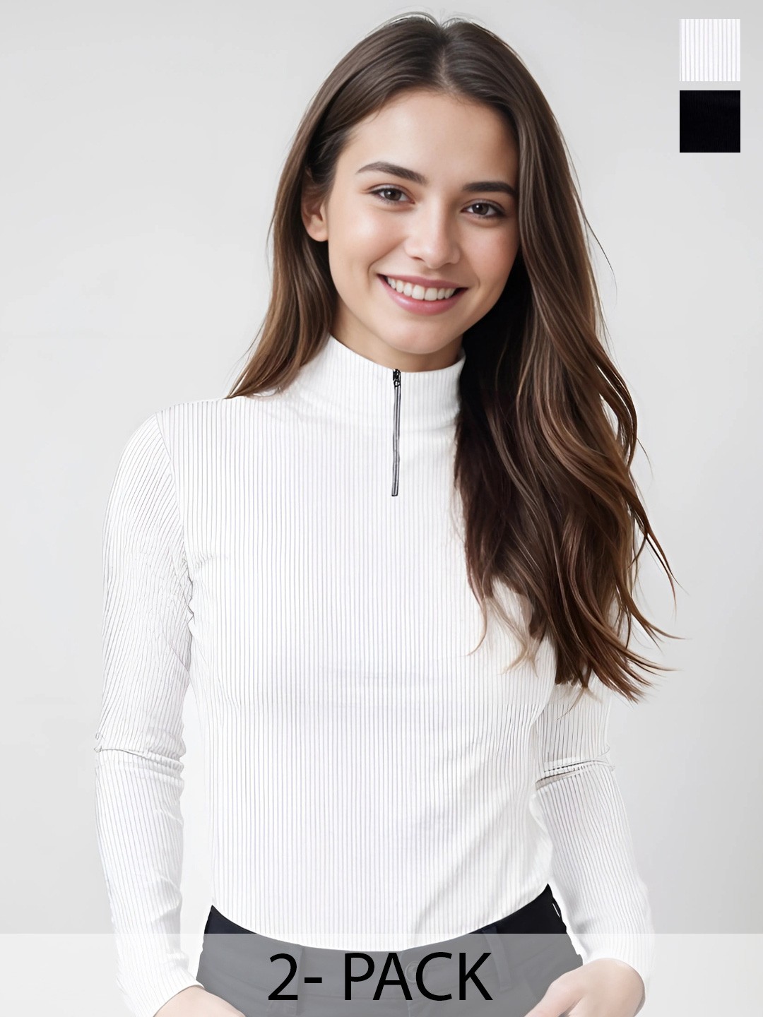 

Looks United Women Pack Of 2 Ribbed Woollen Pullover, White
