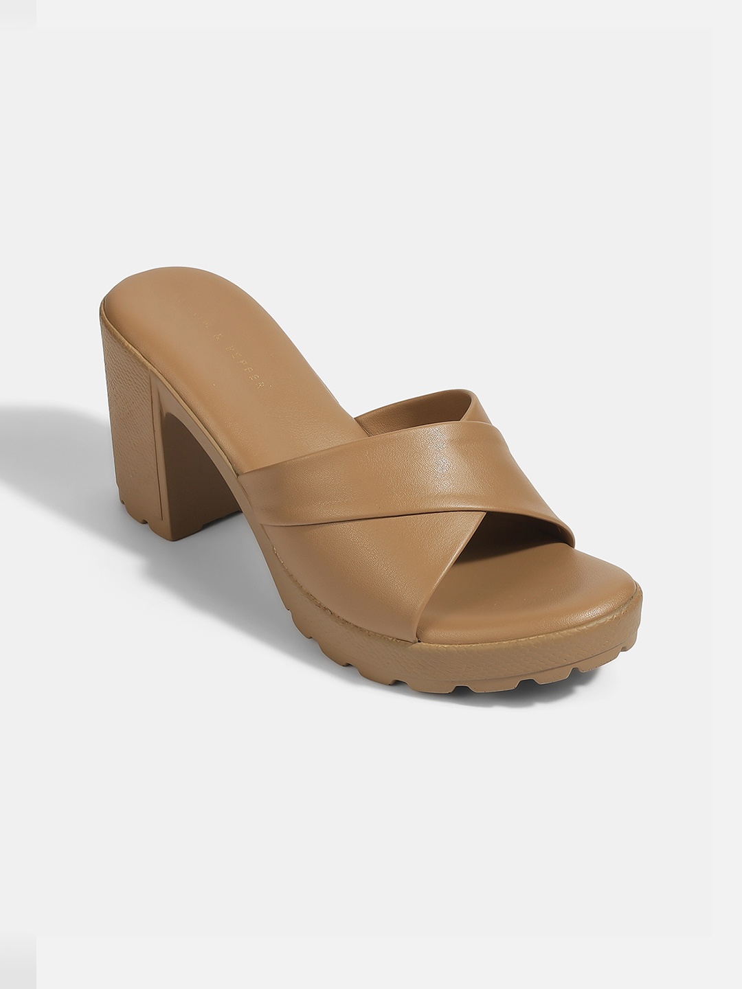 

LEMON & PEPPER Women Block Heels Sandals, Beige