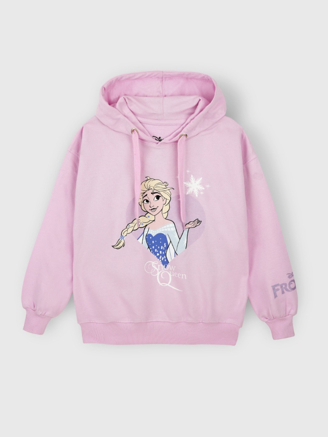 

Nap Chief Girls Elsa Frozen Printed Pure Cotton Oversized Hooded Sweatshirt, Pink