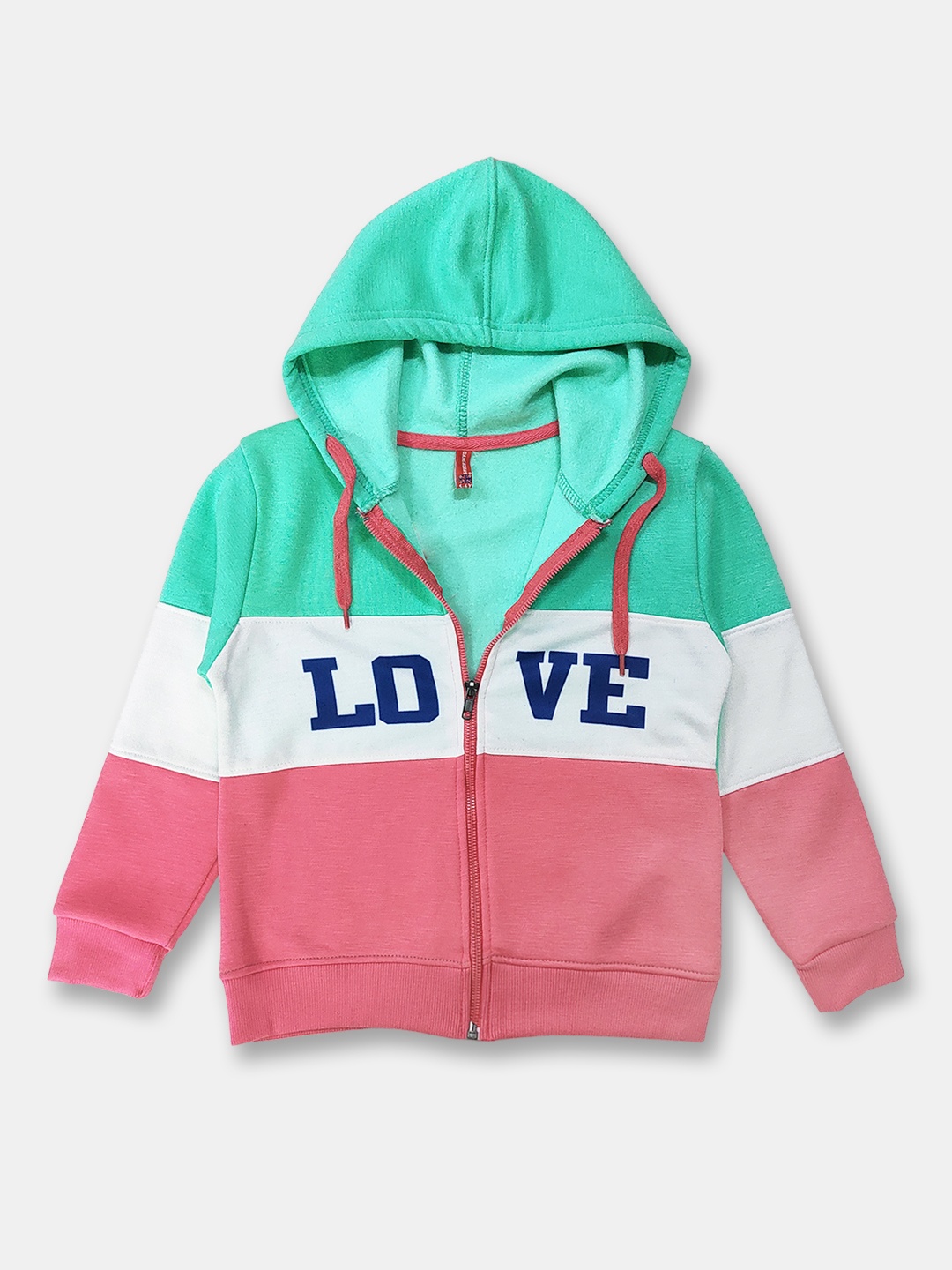 

Here&Now X Game Begins Girls Colourblocked Hooded Sweatshirt, Sea green