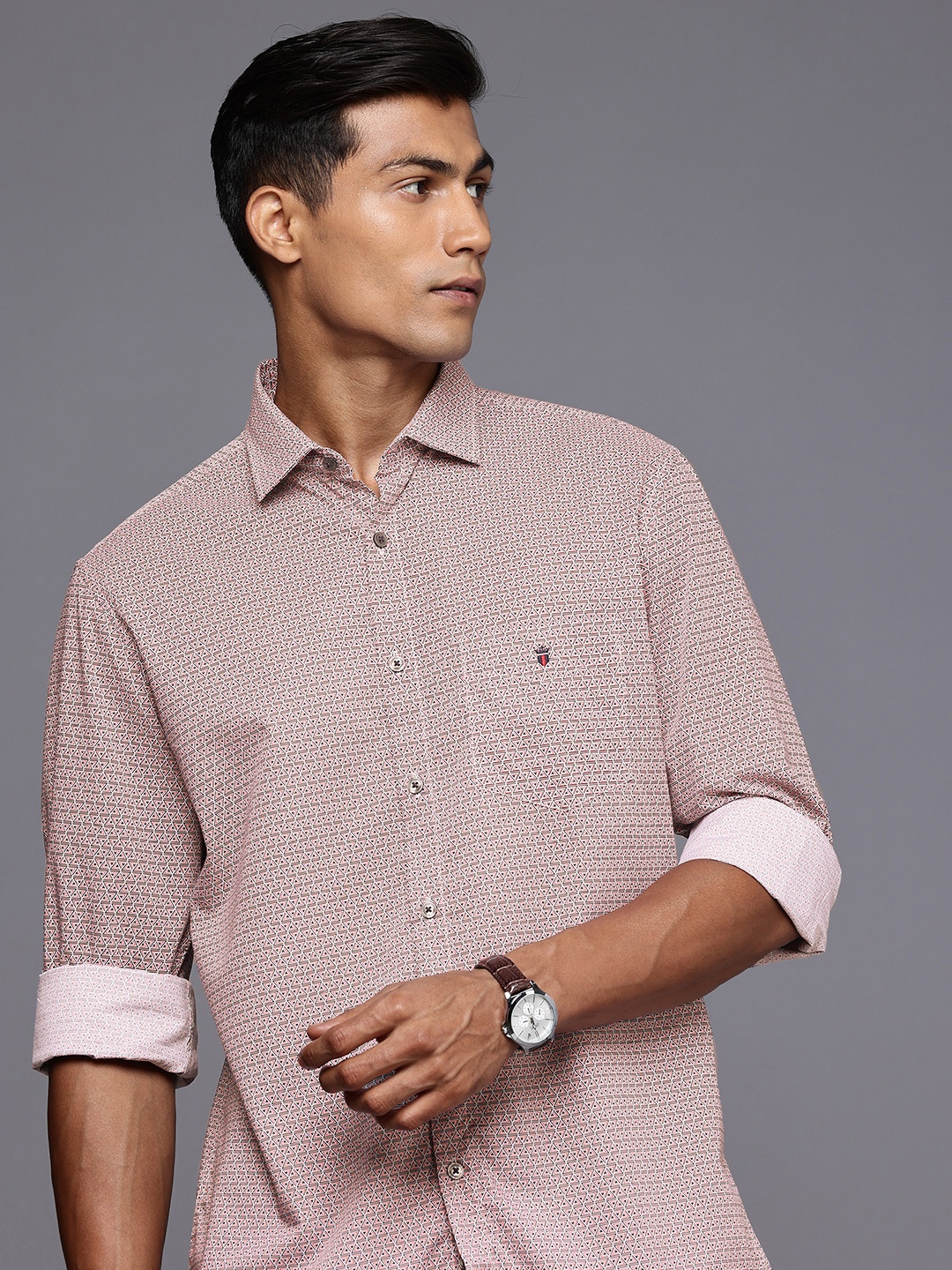 

Louis Philippe Sport Slim Fit Opaque Printed Casual Shirt, Red