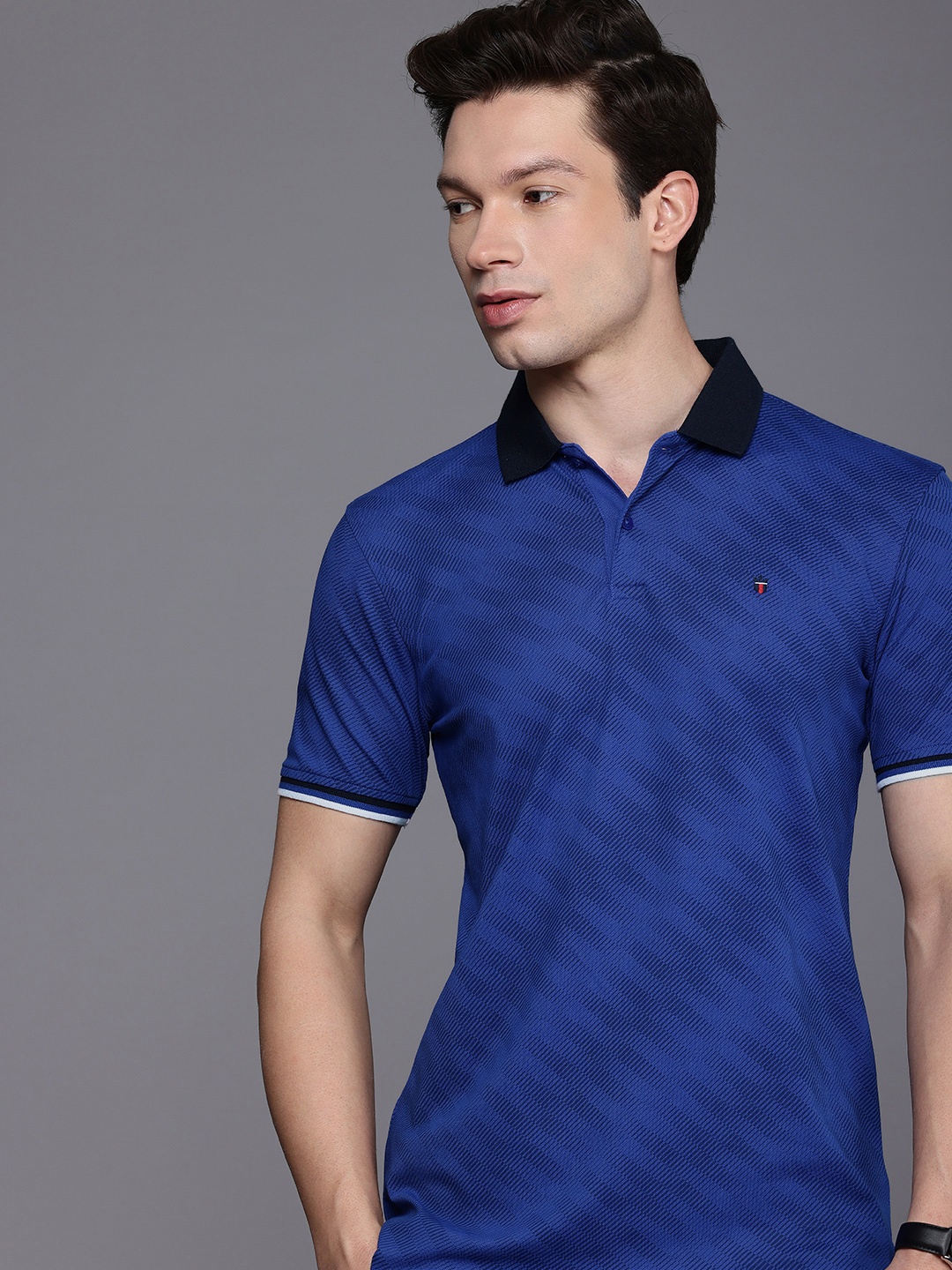 

Louis Philippe Sport Printed Polo Collar Slim Fit T-shirt, Blue