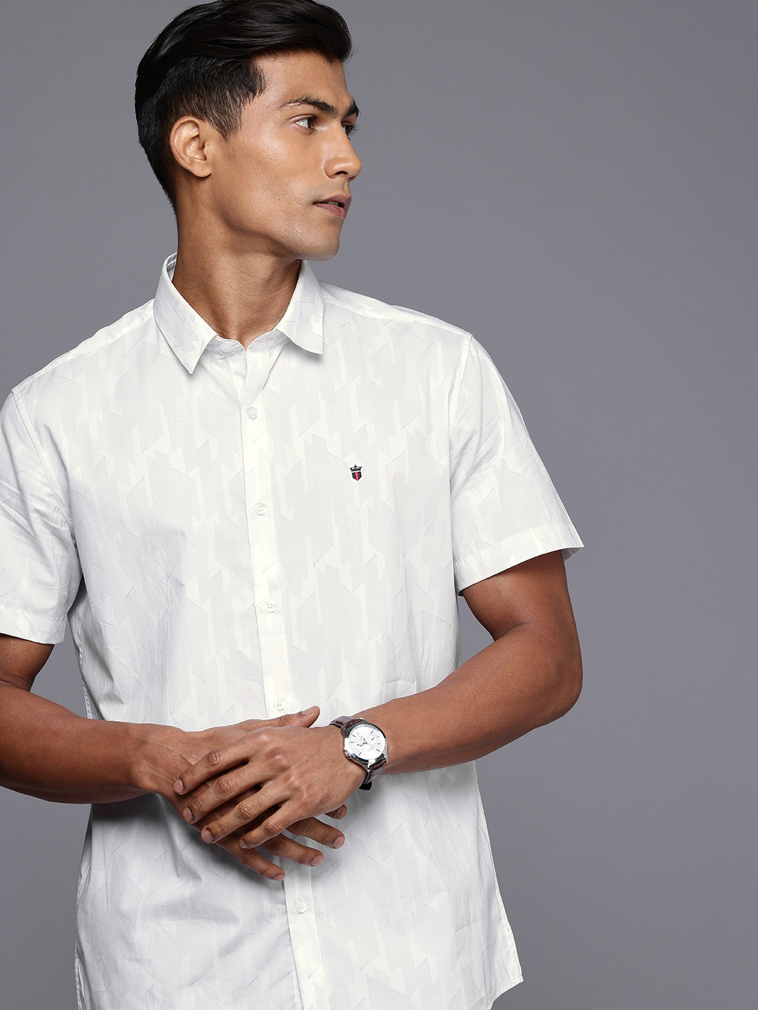 

Louis Philippe Sport Pure Cotton Slim Fit Printed Casual Shirt, White