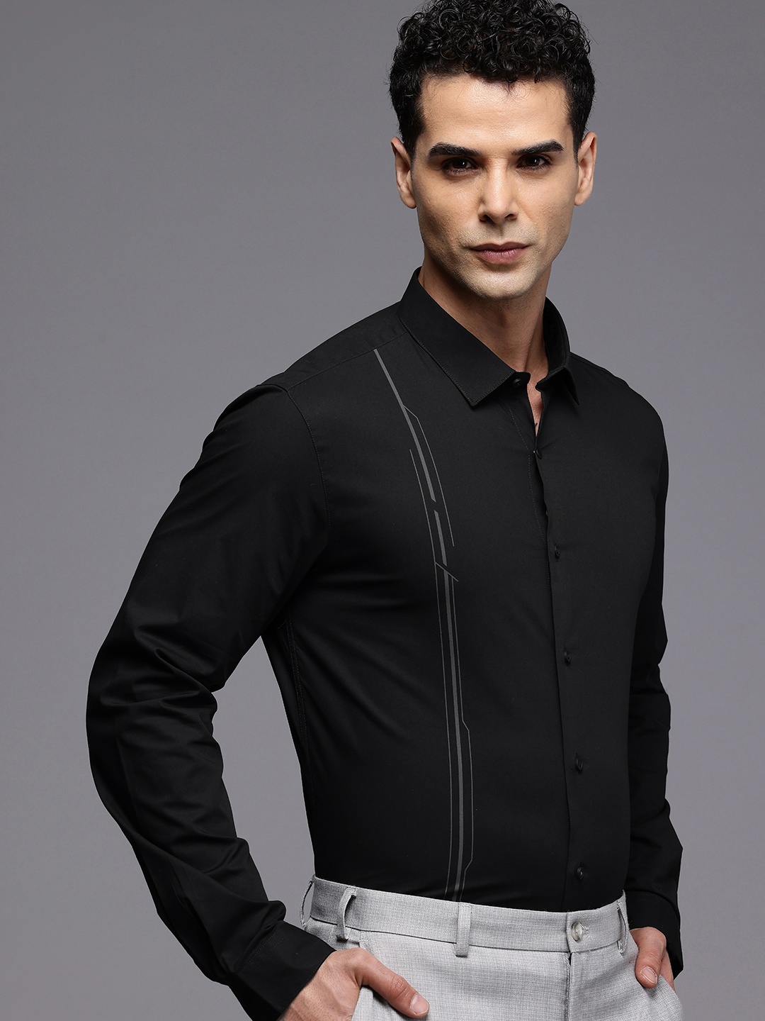 

Louis Philippe Ath.Work Super Slim Fit Semiformal Shirt, Black