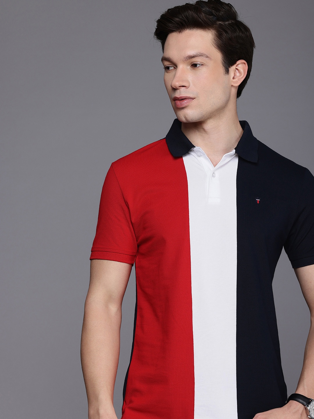 

Louis Philippe Sport Colourblocked Polo Collar Slim Fit T-shirt, Red