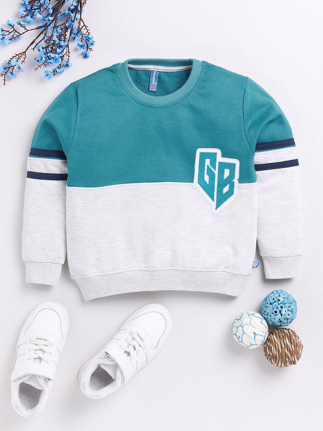 

Here&Now X Game Begins Boys Colourblocked Sweatshirt, Teal