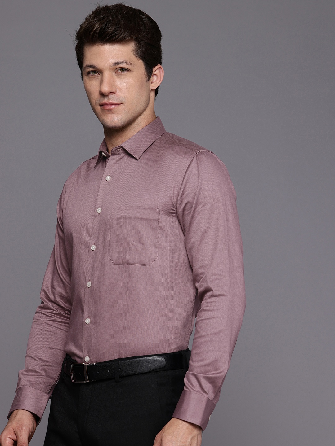 

Louis Philippe Pure Cotton Self Design Slim Fit Opaque Formal Shirt, Mauve