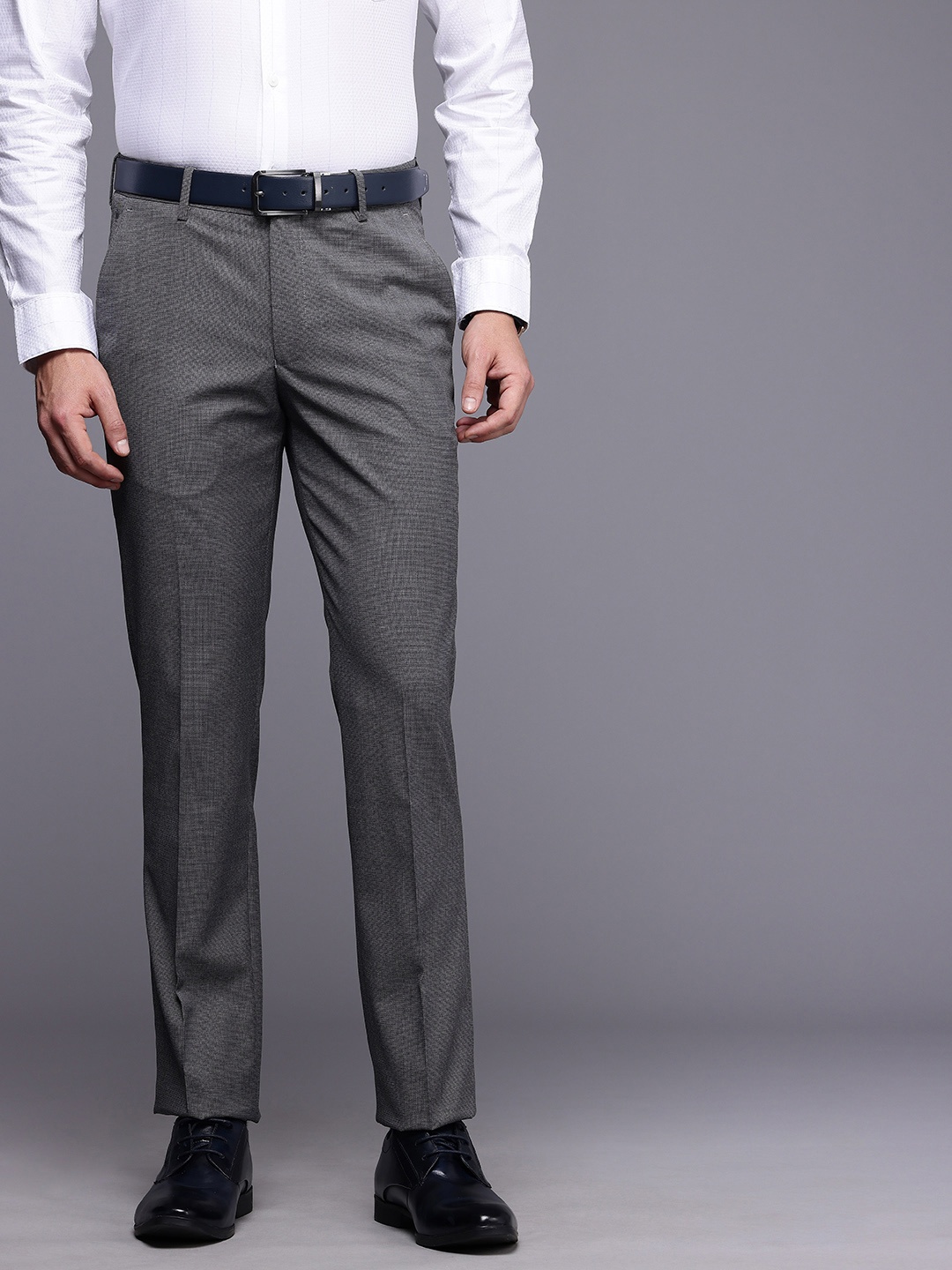 

Louis Philippe Men Slim Fit Formal Trousers, Grey