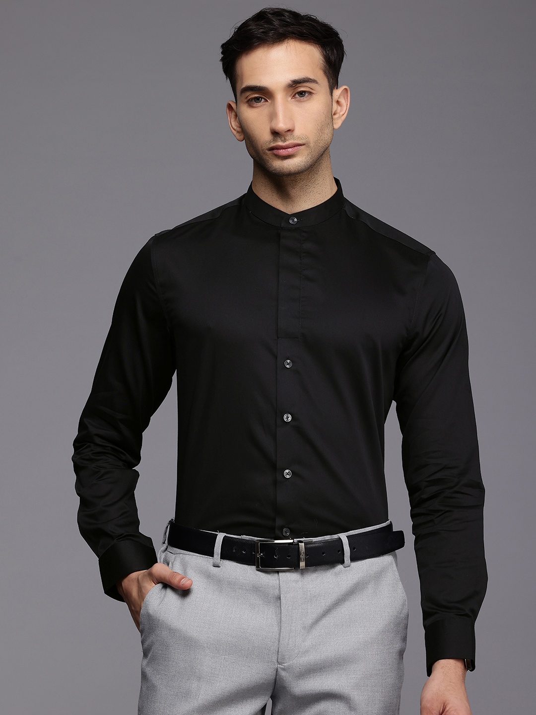 

Louis Philippe Slim Fit Pure Cotton Formal Shirt, Black