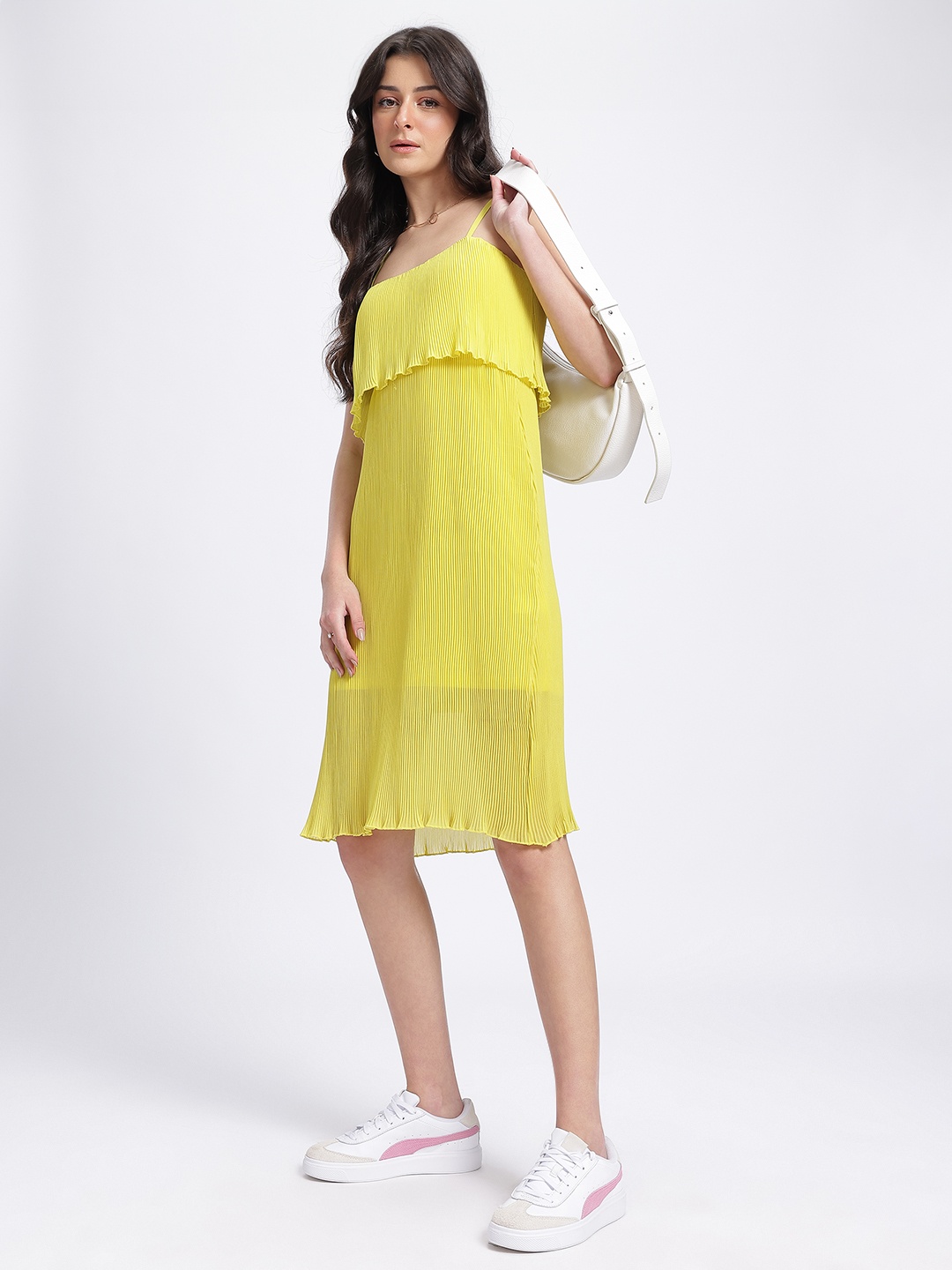 

glitchez Accordion Pleated Perfection Dress, Yellow