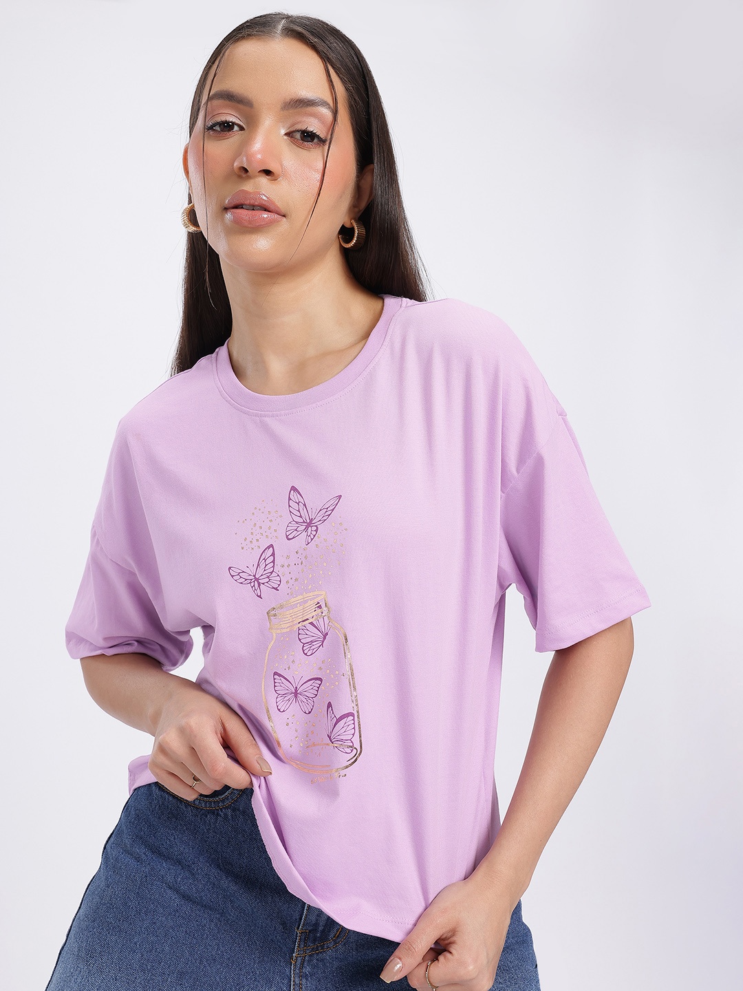 

glitchez Butterfly Babe Printed Relaxed T-shirt, Purple