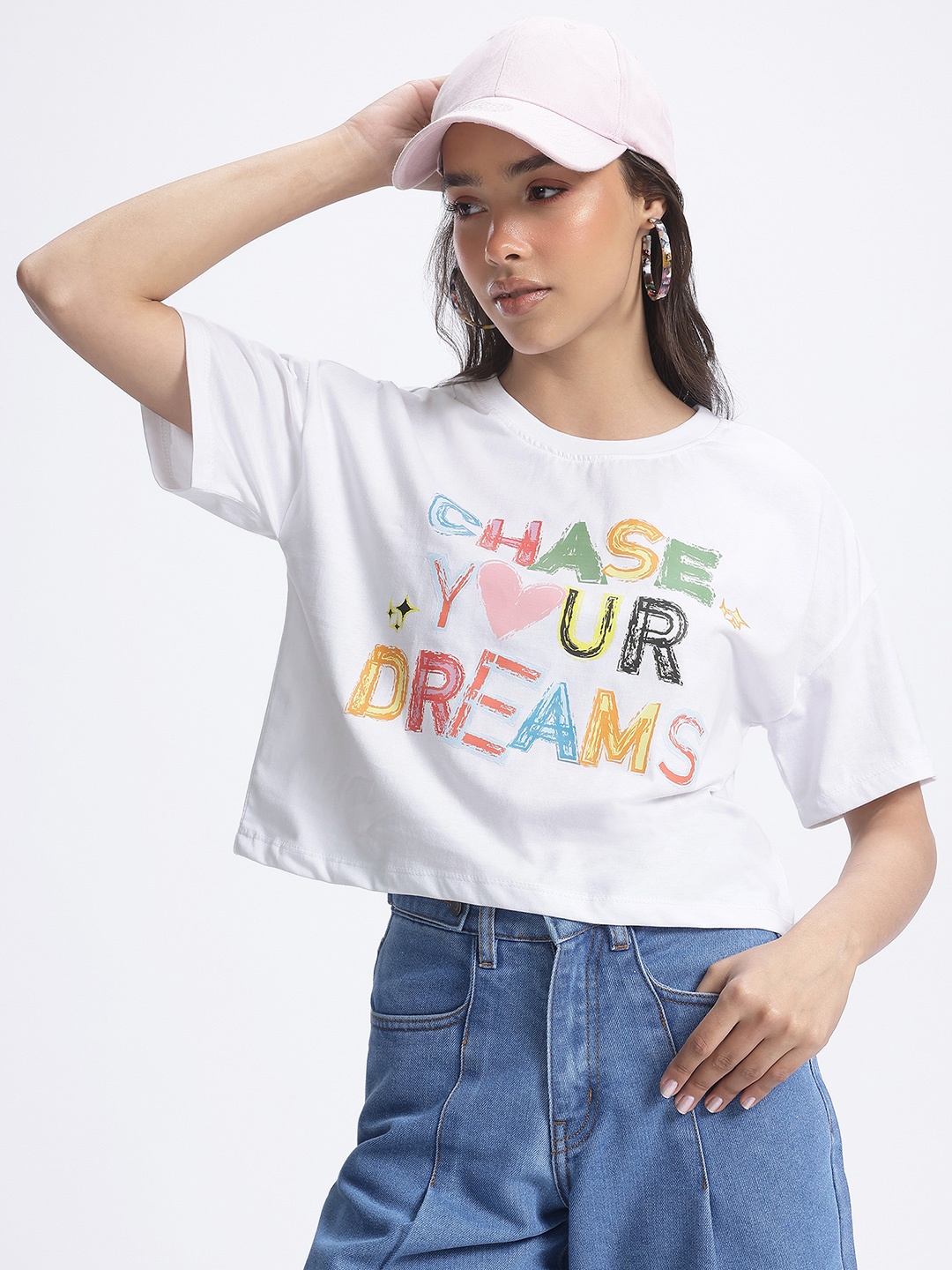 

glitchez Day Dreamer Printed Boxy T-Shirt, White