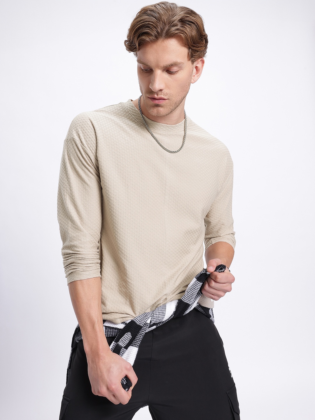 

glitchez Timeless Textures Relaxed Fit T-Shirt, Beige