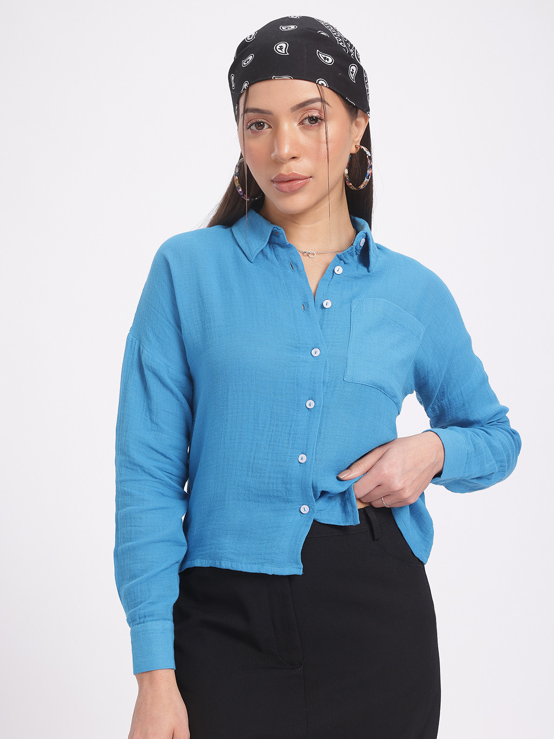 

glitchez Coastal Cool Crinkled Shirt, Blue