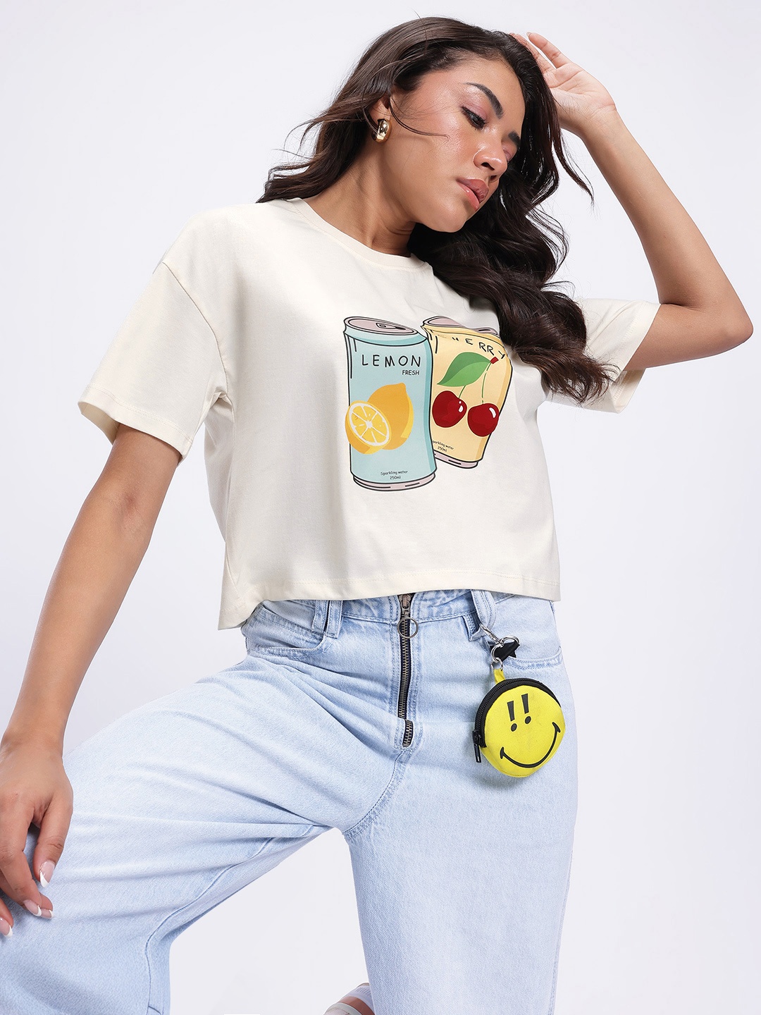 

glitchez Everyday Basic Printed Boxy Fit T-shirt, White