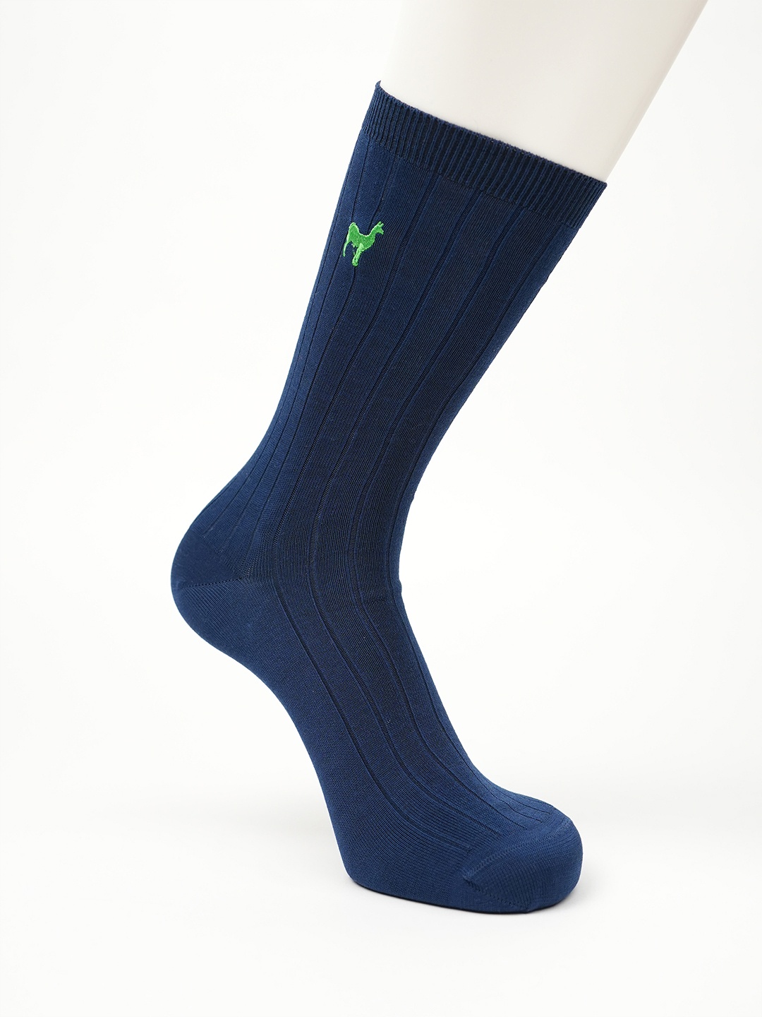 

Theater Men Striped Ribbed Calf Length Socks, Blue