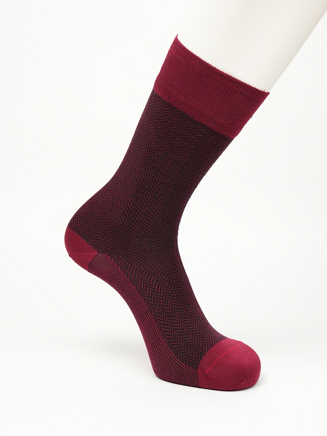 

Theater Men Patterned Cotton Calf Length Socks, Maroon