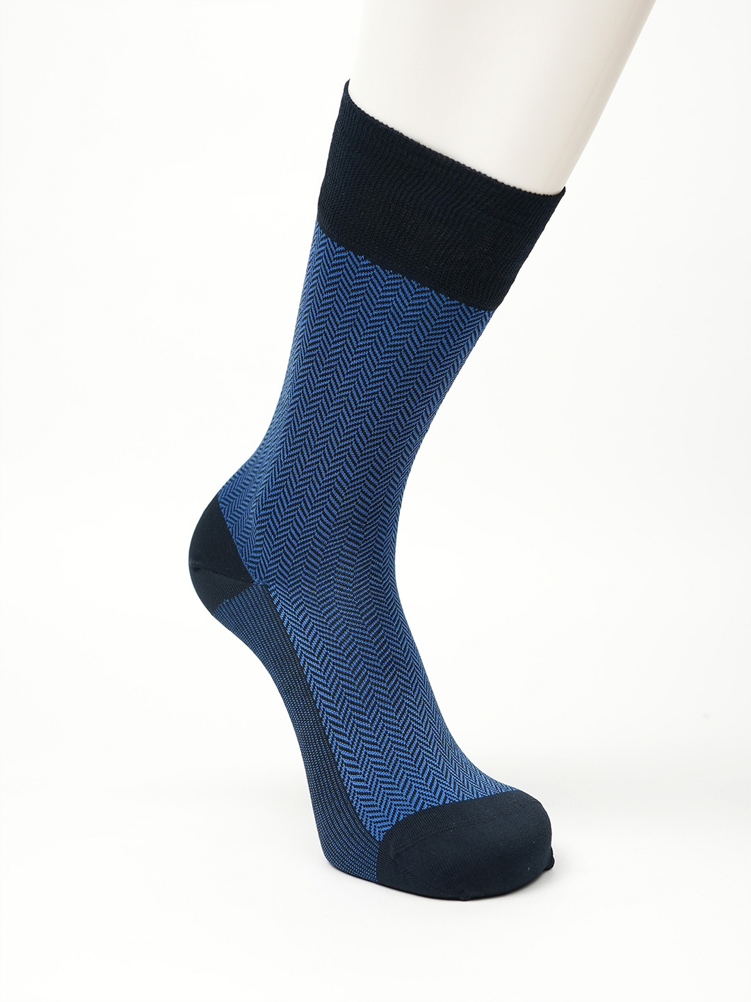 

Theater Men Patterned Cotton Calf Length Socks, Blue